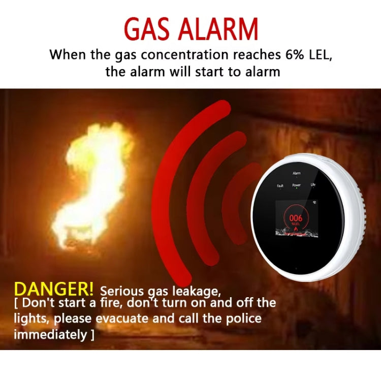Tuya WiFi Gas Leak Detector With Temperature Clock Function Support Human Voice Alarm, GS21 Tuya WiFi Gas Leak Detector With Temperature Clock Function Support Human Voice Alarm, GS21